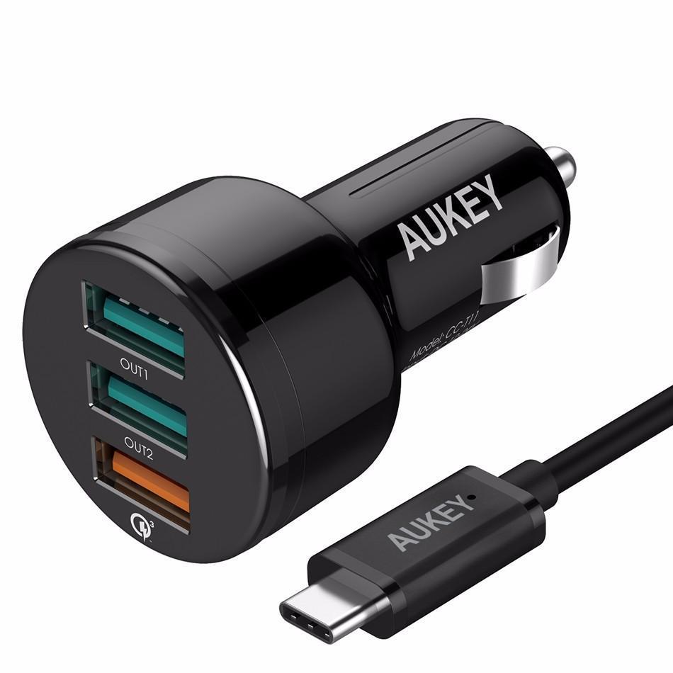 Aukey 3 Port Car Charger with Qualcomm Quick Charge